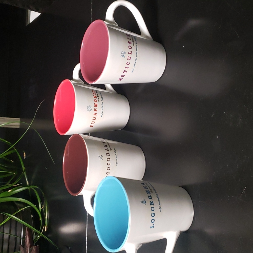 Starbucks spelling bee champion word mug set of 4